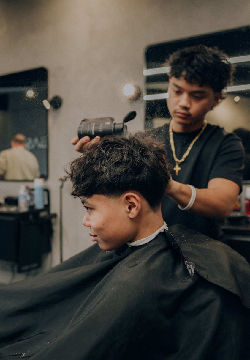 A child getting a haircut