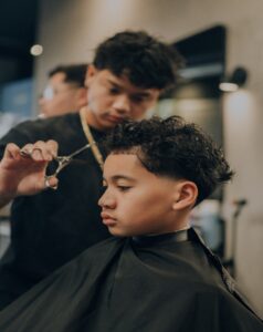 A child getting a haircut